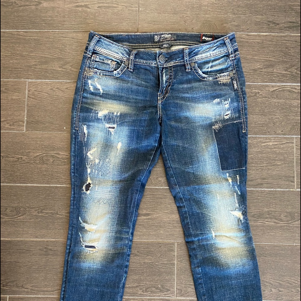 Silver Skinny Jeans